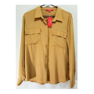 TAMAR Button Up Long Sleeve Top 100% Tencel Size L